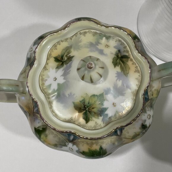 RS PRUSSIA Genuine Vintage Tea Set of 3, Ivory/Green/Gold/Rose Ivy & Floral - Picture 7 of 16